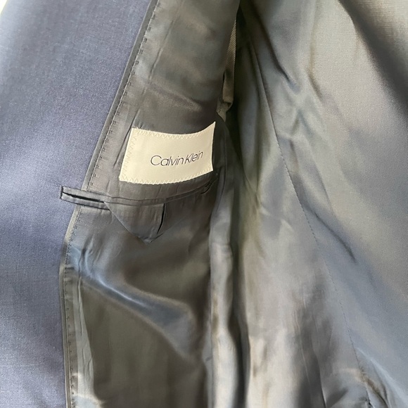 CALVIN KLEIN Men’s Solid Blue 100% Wool Suit Jacket Sz 38S NWOT - Picture 3 of 10